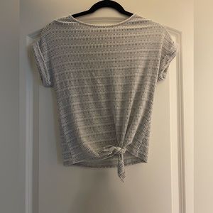Grey and white striped knot front top.
